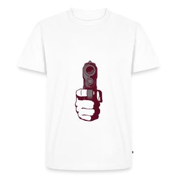 gun - i shoot you - Men's Premium Organic T-Shirt - white - Front - Nico (187cm)