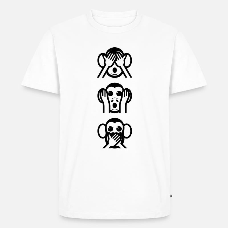 Three Wise Monkeys Vertical - Men's Premium Organic T-Shirt - white