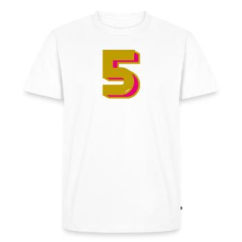 5. 5 ANS. 5e ANNIVERSAIRE. ANNIVERSAIRE 5 ANS - T-shirt Premium bio Homme - blanc - Devant - Nico (187cm)