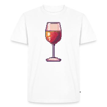 Pixel Wine Glass Retro - Men's Premium Organic T-Shirt - white - Front - Nico (187cm)