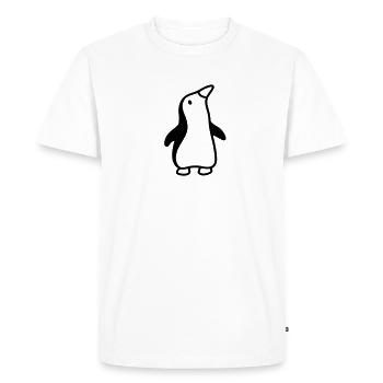 Penguin looks up - line - Men's Premium Organic T-Shirt - white - Front - Nico (187cm)