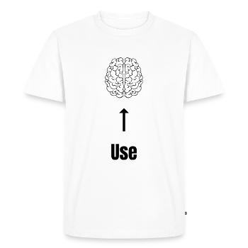 Use Brain / Avec un design graphique emblématique du cerveau - T-shirt Premium bio Homme - blanc - Devant - Nico (187cm)