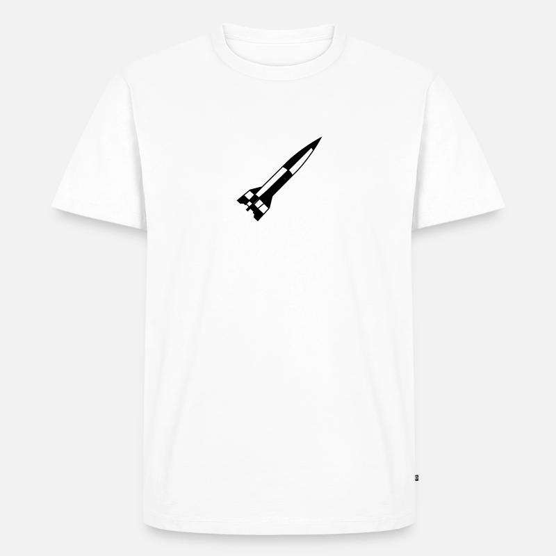 A4 Rakete einfarbig schwarz - Männer Premium Bio T-Shirt - Weiß