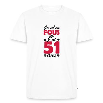j'ai 51 ans / cadeau anniversaire 51 ans - T-shirt Premium bio Homme - blanc - Devant - Nico (187cm)