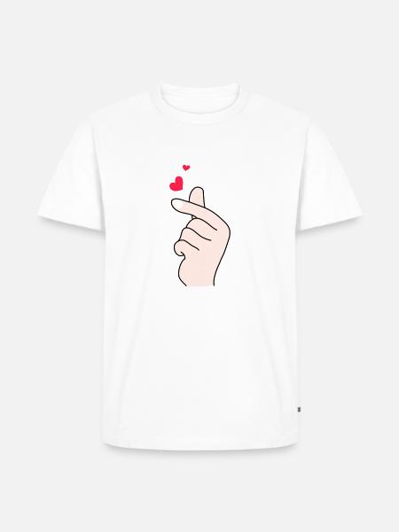 Fingerherzen 2 - Männer Premium Bio T-Shirt - Weiß