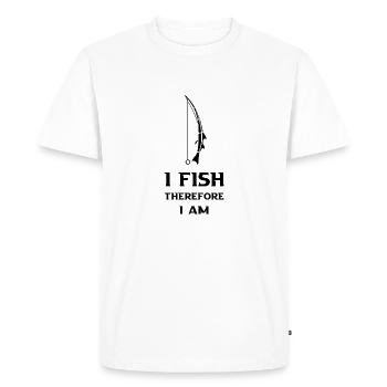 Minimaliste et épuré « Je pêche donc je suis » - T-shirt Premium bio Homme - blanc - Devant - Nico (187cm)