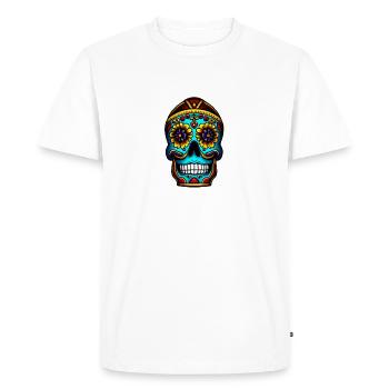 Crâne de style mexicain, Día de Muertos - T-shirt Premium bio Homme - blanc - Devant - Nico (187cm)