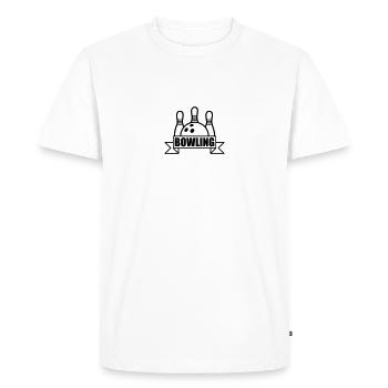 bowling grève texte logo broches noires hit renver - T-shirt Premium bio Homme - blanc - Devant - Nico (187cm)
