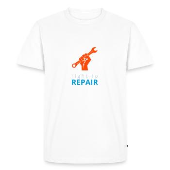 Droit à la réparation - T-shirt Premium bio Homme - blanc - Devant - Nico (187cm)