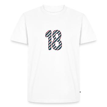 18. 18 ANS. 18e ANNIVERSAIRE. ANNIVERSAIRE 18 ANS. - T-shirt Premium bio Homme - blanc - Devant - Nico (187cm)