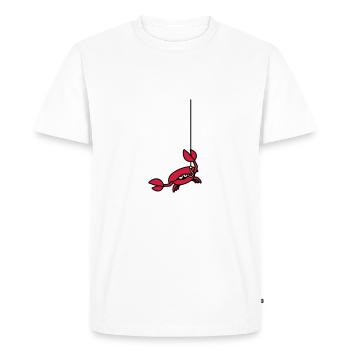 Drôle de crabe coupe une ligne de pêche avec une pince - T-shirt Premium bio Homme - blanc - Devant - Nico (187cm)