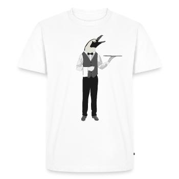 Penguin Butler - Men's Premium Organic T-Shirt - white - Front - Nico (187cm)