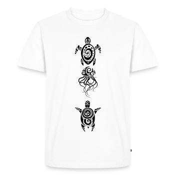 Two Turtles and a Jellyfish (Black) - Men's Premium Organic T-Shirt - white - Front - Nico (187cm)