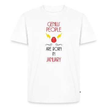 Genies are born in January - Birth - Men's Premium Organic T-Shirt - white - Front - Nico (187cm)