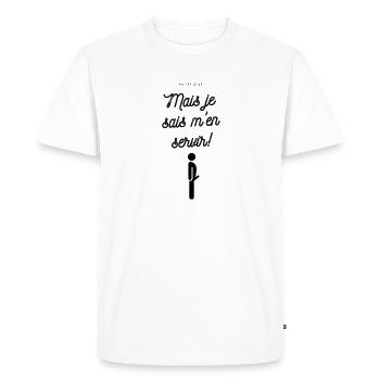 Petit zizi mais je sais m'en servir - T-shirt Premium bio Homme - blanc - Devant - Nico (187cm)