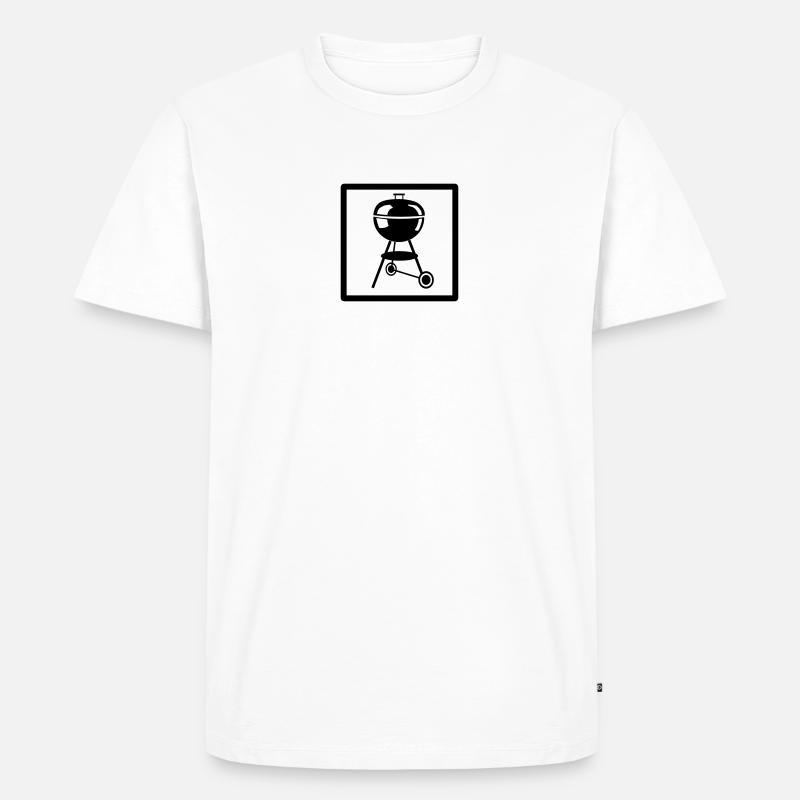 Kugelgrill Piktogramm - Männer Premium Bio T-Shirt - Weiß