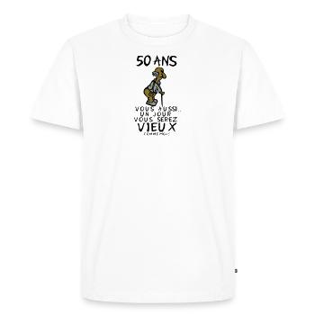 50 ans vieux monsieur anniversaire humou - T-shirt Premium bio Homme - blanc - Devant - Nico (187cm)