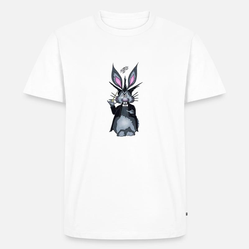 Herbert der Hase als Dirigent - Männer Premium Bio T-Shirt - Weiß