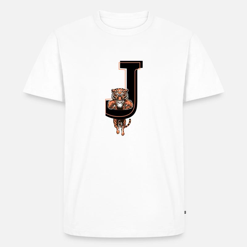 Tiger j Brief - Geschenkidee - Männer Premium Bio T-Shirt - Weiß