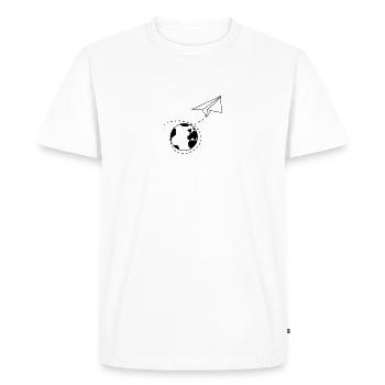 monde terre voyage pointillé ligne papier avion pl - T-shirt Premium bio Homme - blanc - Devant - Nico (187cm)