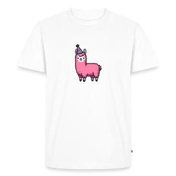 Party Llama Alpaca Pink Party Hat Birthday Celebration - Men's Premium Organic T-Shirt - white - Front - Nico (187cm)