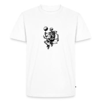 Squelettes d’Halloween jouant au basket - T-shirt Premium bio Homme - blanc - Devant - Nico (187cm)