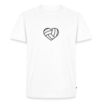 heart love volleyball round circle ball play club - Men's Premium Organic T-Shirt - white - Front - Nico (187cm)