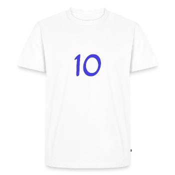10. 10 ANS. 10e ANNIVERSAIRE. ANNIVERSAIRE 10 ANS. - T-shirt Premium bio Homme - blanc - Devant - Nico (187cm)