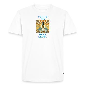 Passez au niveau supérieur - T-shirt Premium bio Homme - blanc - Devant - Nico (187cm)