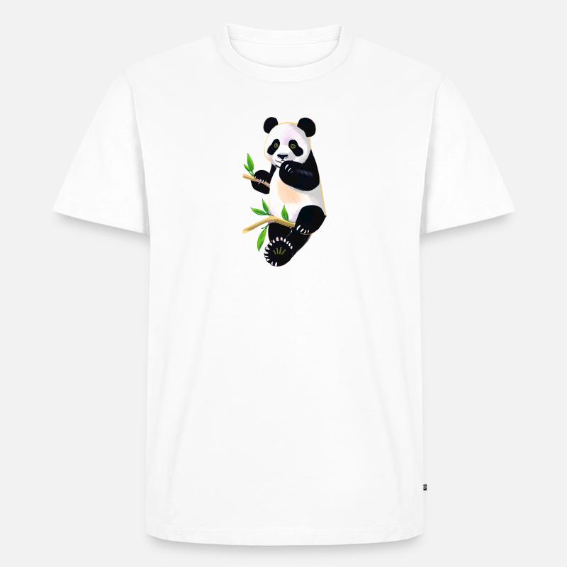 Süßer Panda auf Baum - Männer Premium Bio T-Shirt - Weiß