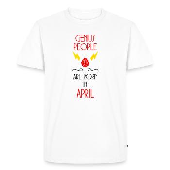 Genies are born in April - Anniversary - Men's Premium Organic T-Shirt - white - Front - Nico (187cm)