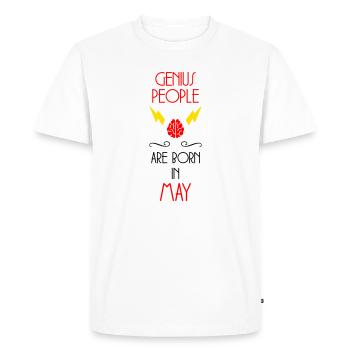 Genies are born in May - Birth Gift - Men's Premium Organic T-Shirt - white - Front - Nico (187cm)