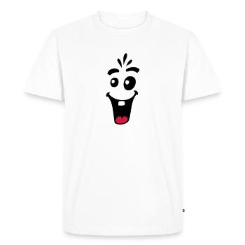 Laughing Friendly Happy Comic Face - Men's Premium Organic T-Shirt - white - Front - Nico (187cm)