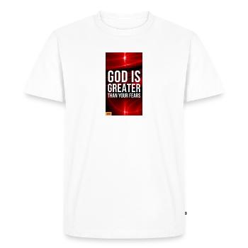 God is greater than your fears - Men's Premium Organic T-Shirt - white - Front - Nico (187cm)