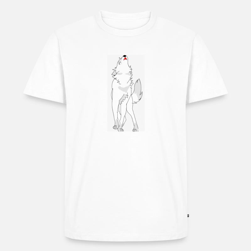Heulender Wolf - Männer Premium Bio T-Shirt - Weiß