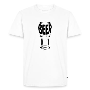 Bière - T-shirt logo de bière drôle - T-shirt Premium bio Homme - blanc - Devant - Nico (187cm)
