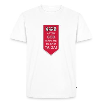 after god made me - Men's Premium Organic T-Shirt - white - Front - Nico (187cm)