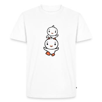 2 Canards Papa Bébé Enfant Piggyback Running Head Fun - T-shirt Premium bio Homme - blanc - Devant - Nico (187cm)