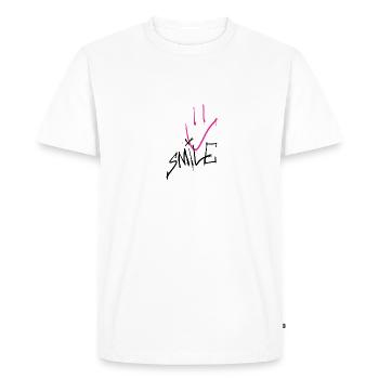 Sourire noir rose 001 - T-shirt Premium bio Homme - blanc - Devant - Nico (187cm)