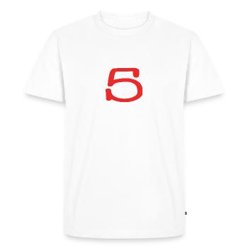 5. 5 ANS. 5e ANNIVERSAIRE. ANNIVERSAIRE 5 ANS. 5. - T-shirt Premium bio Homme - blanc - Devant - Nico (187cm)