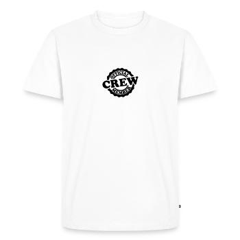 Cooler Official Crew Member Stamp (Cachet du membre de texte officiel de l’équipage Cooler) - T-shirt Premium bio Homme - blanc - Devant - Nico (187cm)