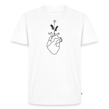 Cœur anatomique avec fleur - T-shirt Premium bio Homme - blanc - Devant - Nico (187cm)