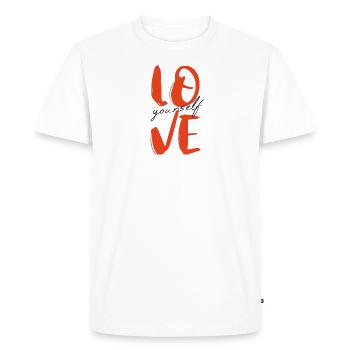 Love Yourself - Men's Premium Organic T-Shirt - white - Front - Nico (187cm)