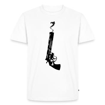 flingue pistolet arme fumer revolver 1 - T-shirt Premium bio Homme - blanc - Devant - Nico (187cm)