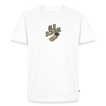 Téléphone à clapet classique Téléphone portable vintage Téléphone portable - T-shirt Premium bio Homme - blanc - Devant - Nico (187cm)