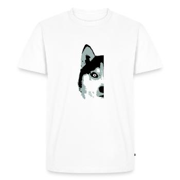 Dog White Husky Half Face Head Nice Cool - Men's Premium Organic T-Shirt - white - Front - Nico (187cm)