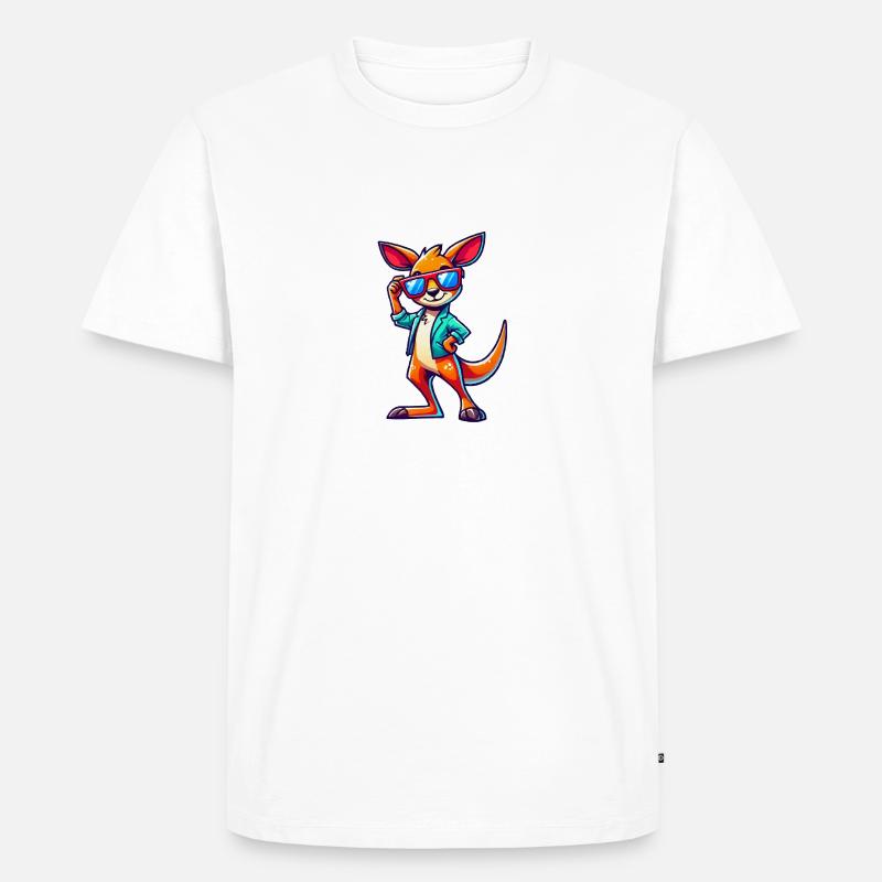 Kangaroo Comic Sonnenbrille - Männer Premium Bio T-Shirt - Weiß