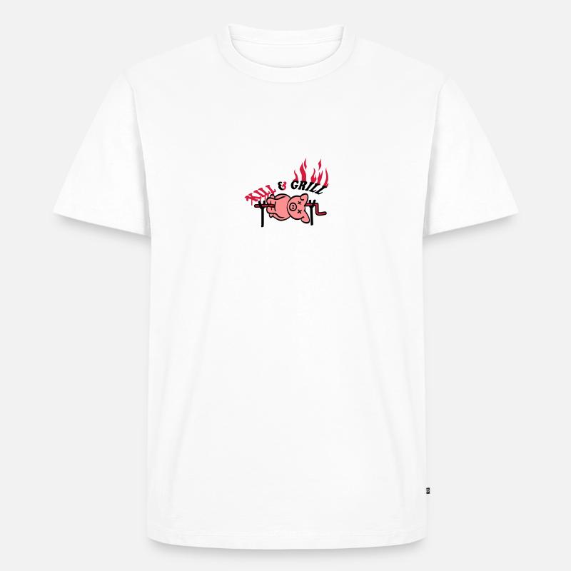 Kill And Grill Pig - Männer Premium Bio T-Shirt - Weiß