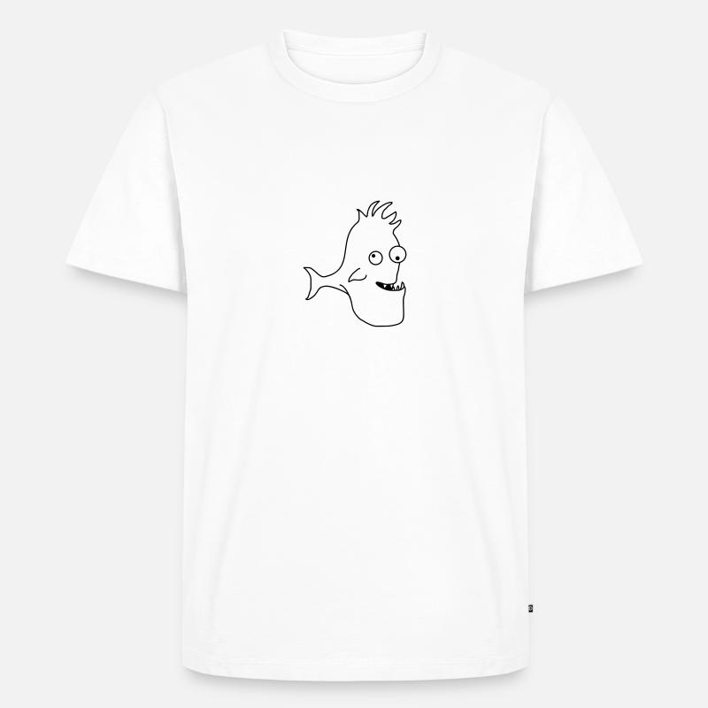 Stupid Crazy Comic Fish - Männer Premium Bio T-Shirt - Weiß