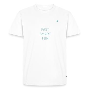 E-BIKE FAST SMART FUN - Men's Premium Organic T-Shirt - white - Front - Nico (187cm)